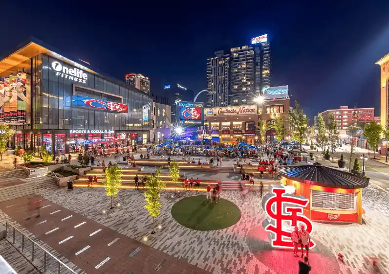 Night view of Ballpark village