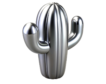3D silver cactus