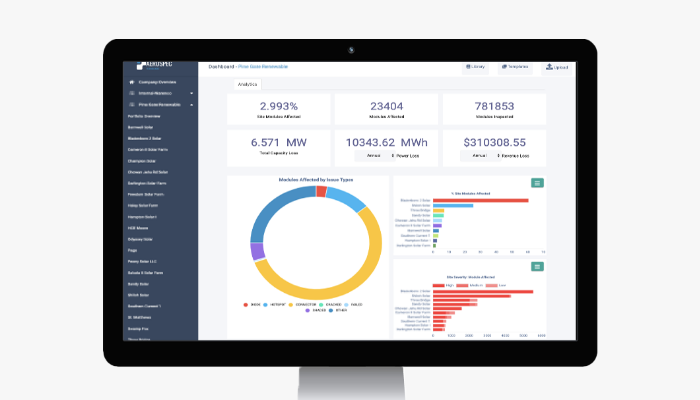 Aerospec home dashboard on a computer monitor