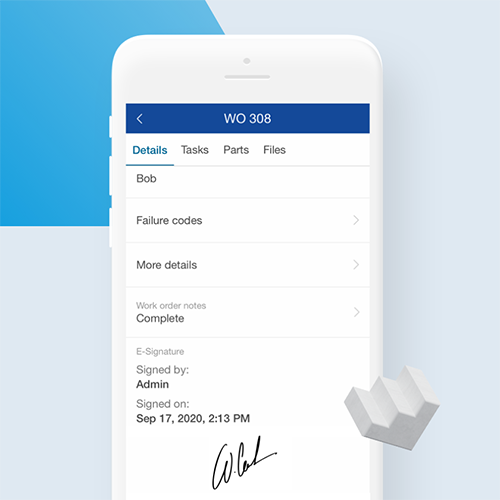 Example of work order signature screen