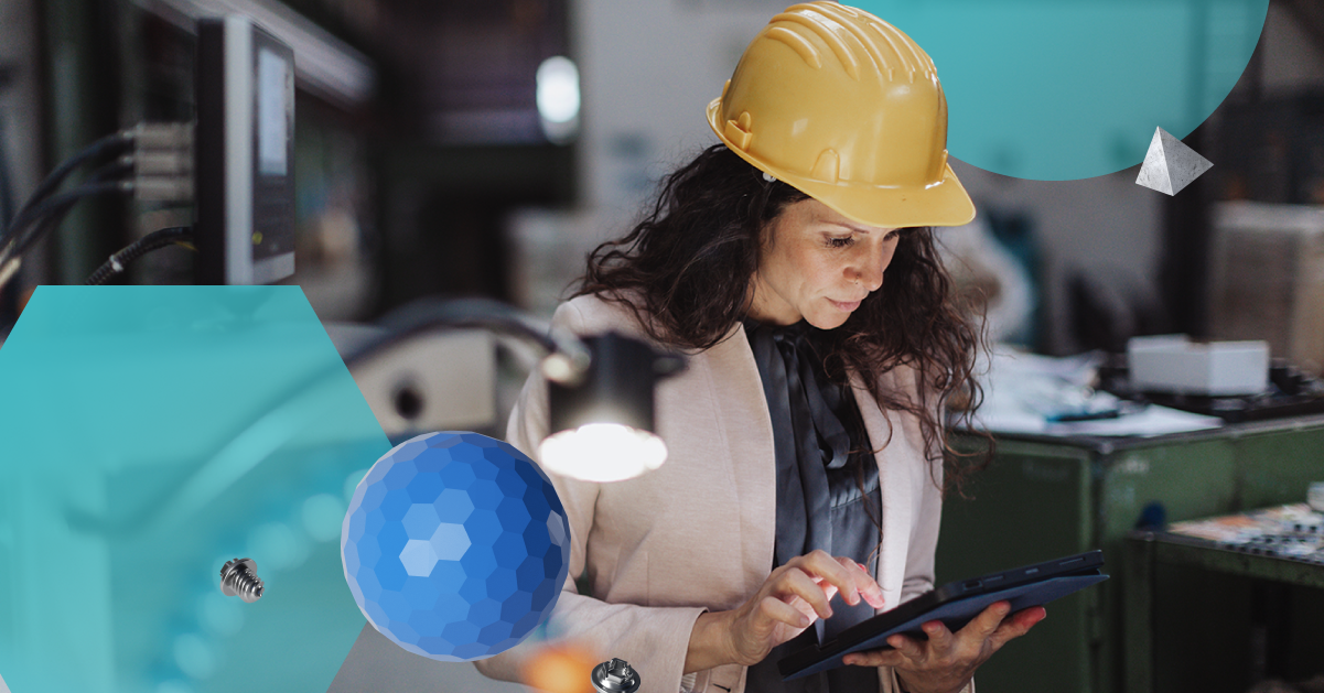 Female maintenance worker with mobile CMMS app