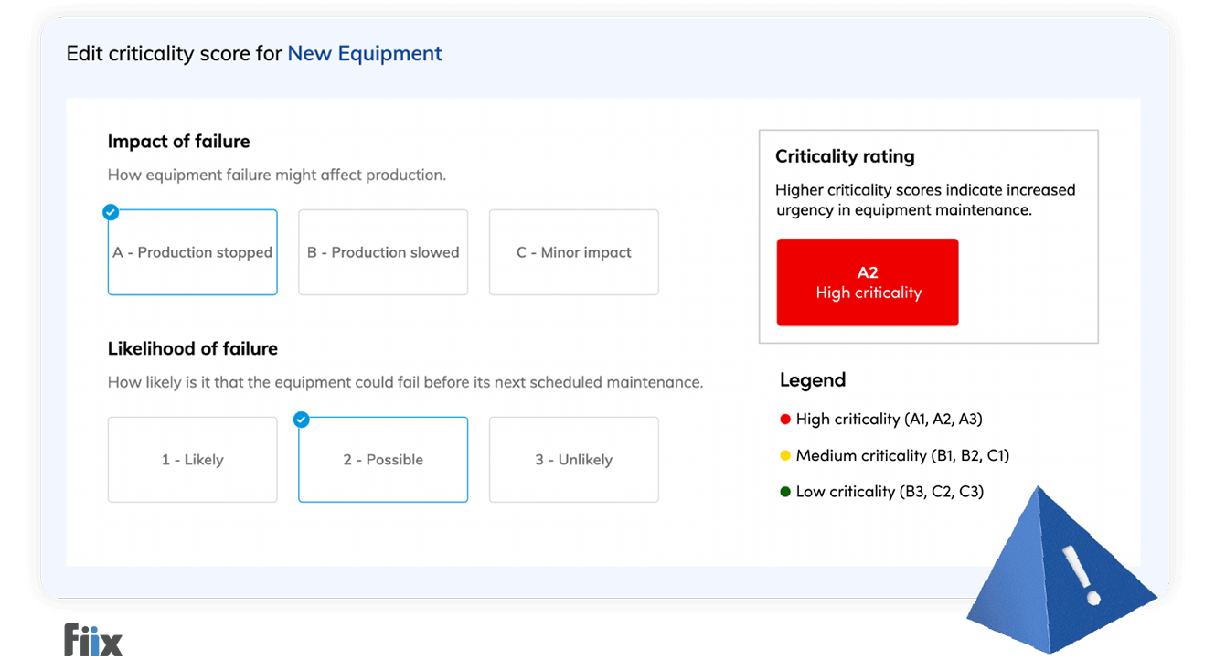 Edit criticality score for new equipment dashboard