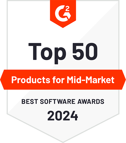 G2 Top 50 Products for mid-market best software awards 2024