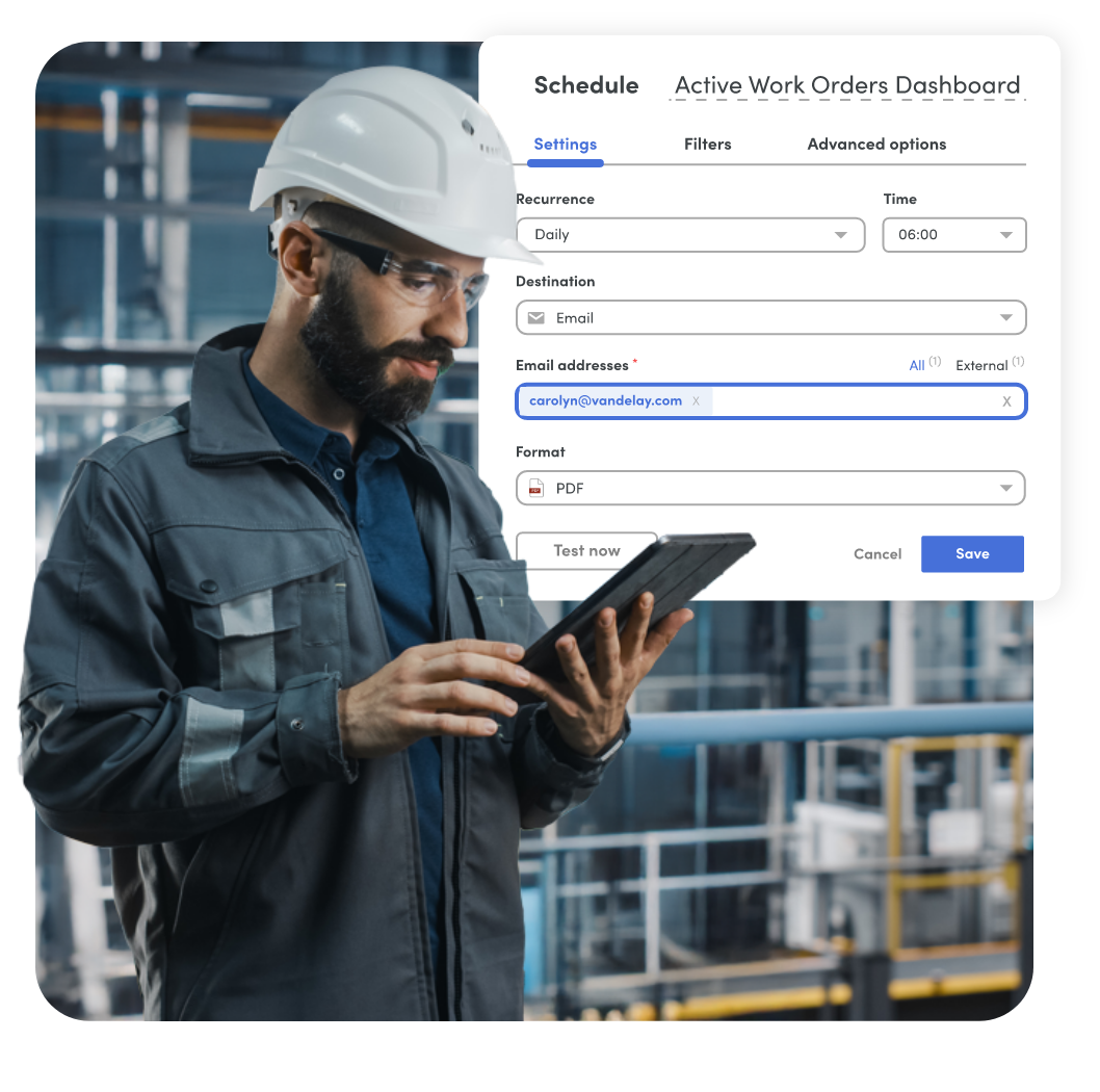 Maintenance worker scheduling a work order