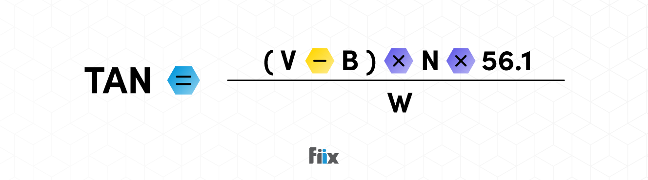 TAN = ((V-B) × N × 56.1) / W